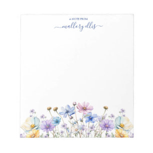 Bloco De Notas Borda Floral de Flor de Flores Selvagem