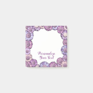 Bloco De Notas Borda Floral Púrpura, Coxa Daisy Personalizada Pas