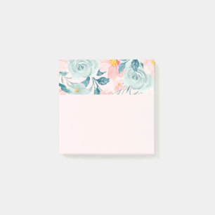 Bloco De Notas Borda Floral Rosa e Verde