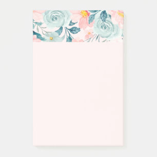 Bloco De Notas Borda Floral Rosa e Verde