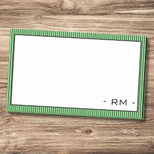 Bloco De Notas Borda Listrada de Preto e Verde Pastel   Monograma