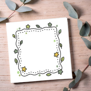 Bloco De Notas Borda Minimalista de Folha Botânica Desenho à Mã