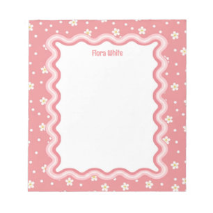 Bloco De Notas Borda Ondulada Personalizada Flores Kawaii