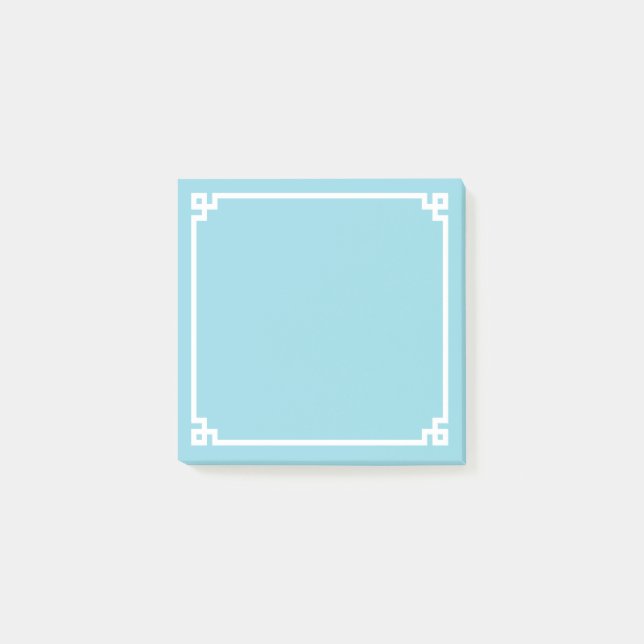 Bloco De Notas Borda Ornamental Chave Grega Azul de Ovo de Robin (Frente)