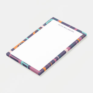 Bloco De Notas Borda Roxo do Groovy Retro de Nome Personalizado