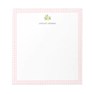 Bloco De Notas Borda Xadrez Rosa Limão Personalizada