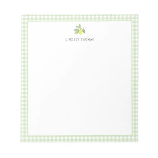 Bloco De Notas Borda Xadrez Verde Limão Personalizada