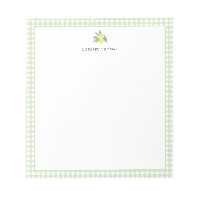 Bloco De Notas Borda Xadrez Verde Limão Personalizada (Frente)
