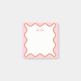 Bloco De Notas Borda Zigzag Cor-de-rosa-laranja ondulada vibrante