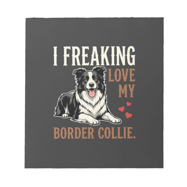 Bloco De Notas Border Collie Engraçado Amor Cachorro (Frente)