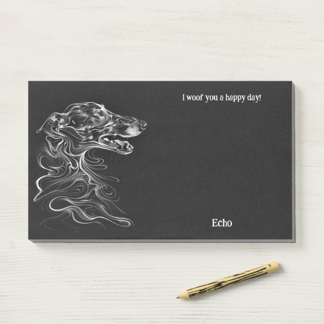 Bloco De Notas Borzoi Abstrato Art Dog (Na mesa)