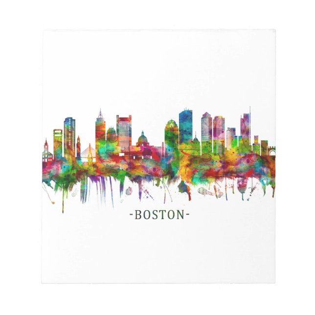 Bloco De Notas Boston Massachusetts Skyline (Frente)