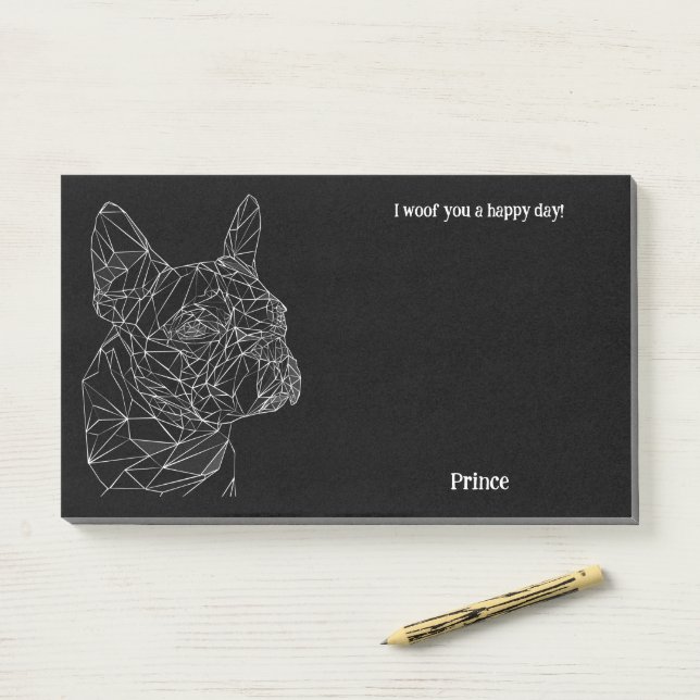 Bloco De Notas Boston Terrier Abstrato Art Dog (Na mesa)