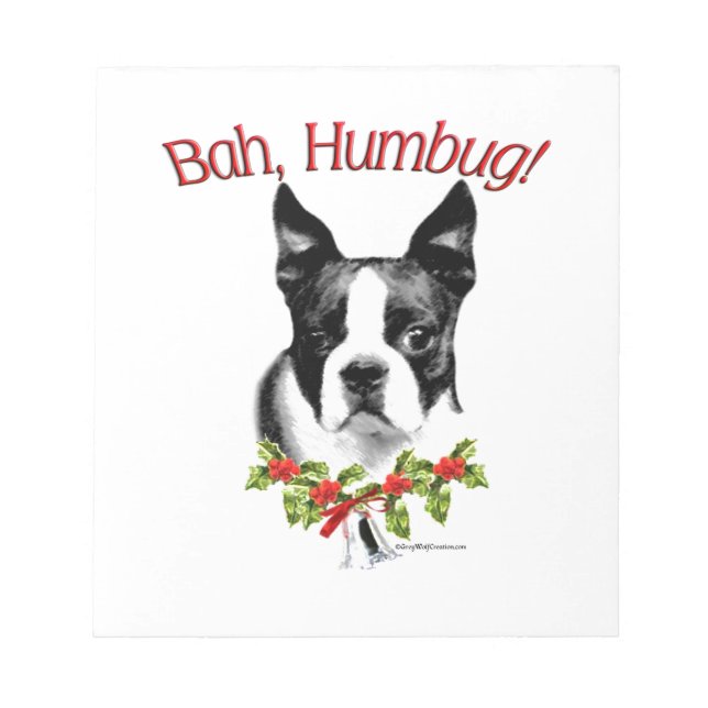 Bloco De Notas Boston Terrier Bah Humbug (Frente)