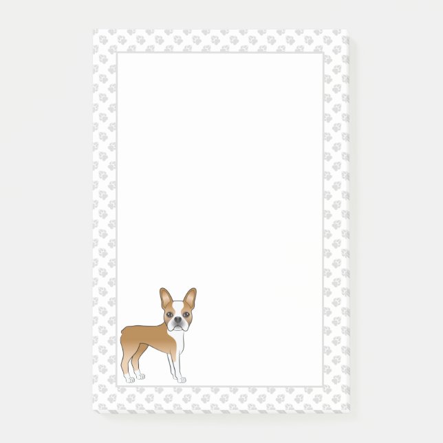 Bloco De Notas Boston Terrier Cervino Cachorro de Desenho Animado (Frente)