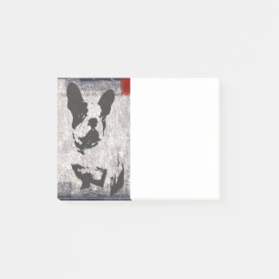 Bloco De Notas Boston Terrier em Black and White Grunge