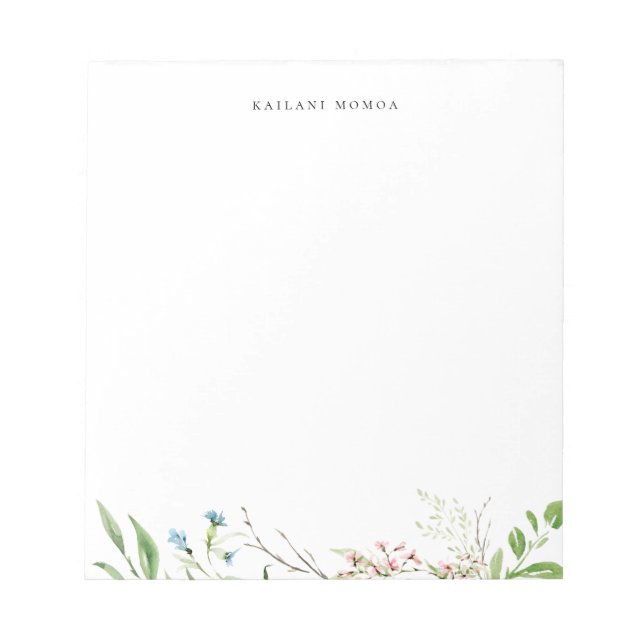Bloco De Notas Botânica de Flores Silvestres Elegantes (Frente)