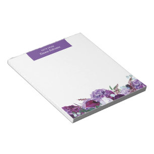 Bloco De Notas Botânica Roxo-Floral Moderna Personalizada