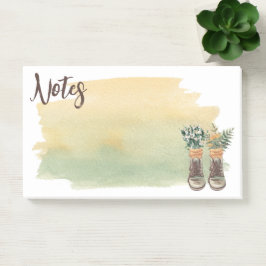 Bloco De Notas Botas de caminhada e flores silvestres