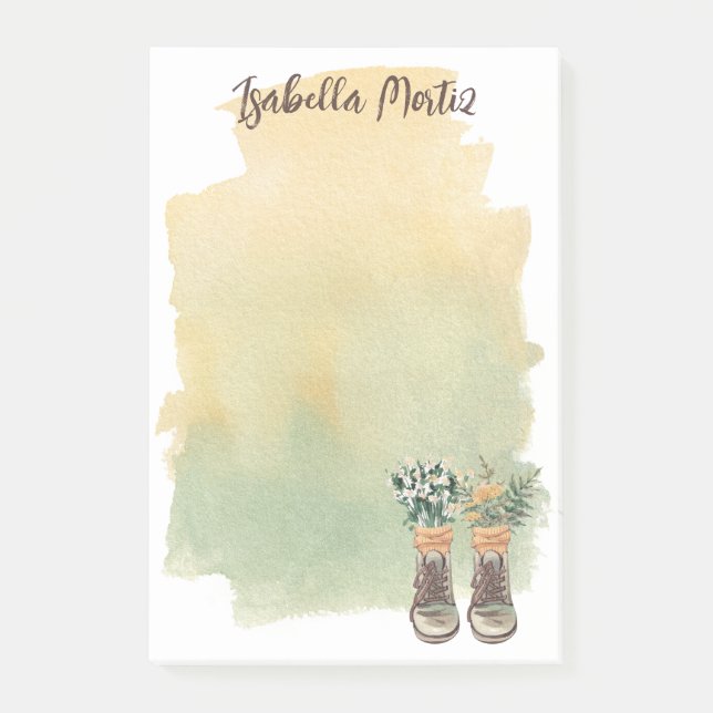 Bloco De Notas Botas de Caminhada & Flores Silvestres (Frente)