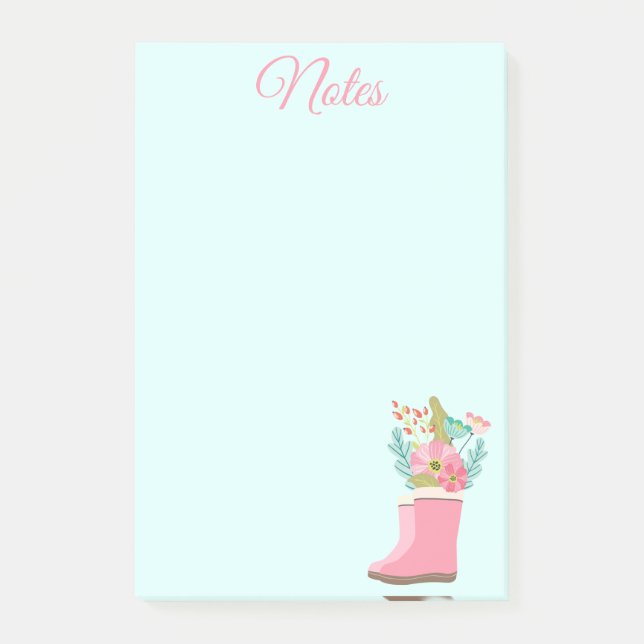 Bloco De Notas Botas de Chuva e Notas de Flores (Frente)