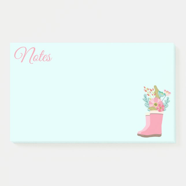 Bloco De Notas Botas de Chuva e Notas de Flores (Frente)