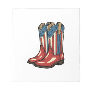 Bloco De Notas Botas de Cowgirl Patrióticas Vintage Camisa Wester