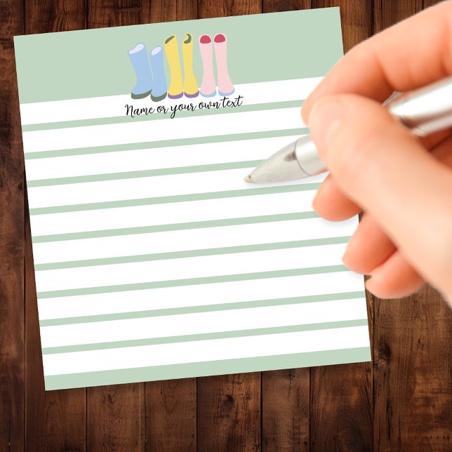Bloco De Notas Botas de jardinagem da primavera personalizáveis f (Criador carregado)