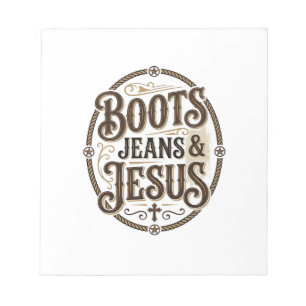 Bloco De Notas Botas Jeans & Jesus Fé Western Vintage