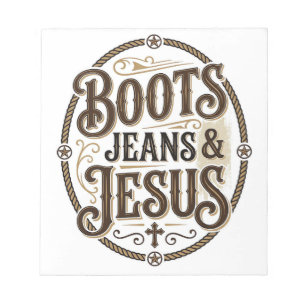 Bloco De Notas Botas Jeans & Jesus Fé Western Vintage