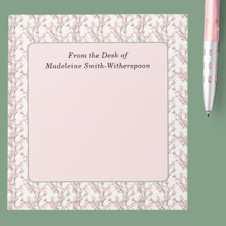 Bloco De Notas Botões de Rosa Rosa Delicada Floral Da Mesa De