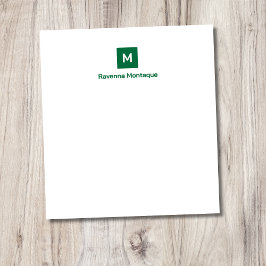 Bloco De Notas Bottle Green Modern Chic Trendy Monogram Name 