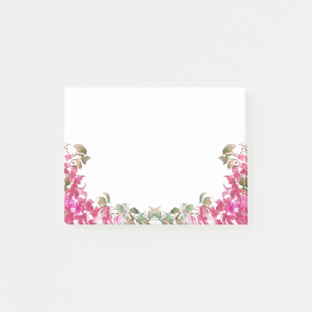 Bloco De Notas Bougainvillea Flores Watercolor Magenta (Frente)