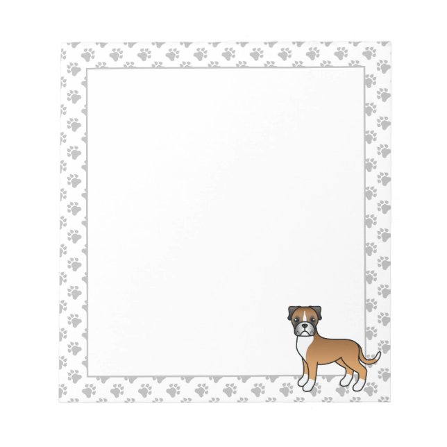 Bloco De Notas Boxer Cervino Cachorro de Desenho Animado Fofo (Frente)