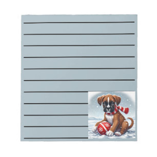 Bloco De Notas Boxer Puppy Adorável em Cenário de Neve