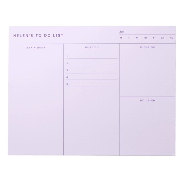 Bloco De Notas Brain Dump To Do List Notepad (Frente)