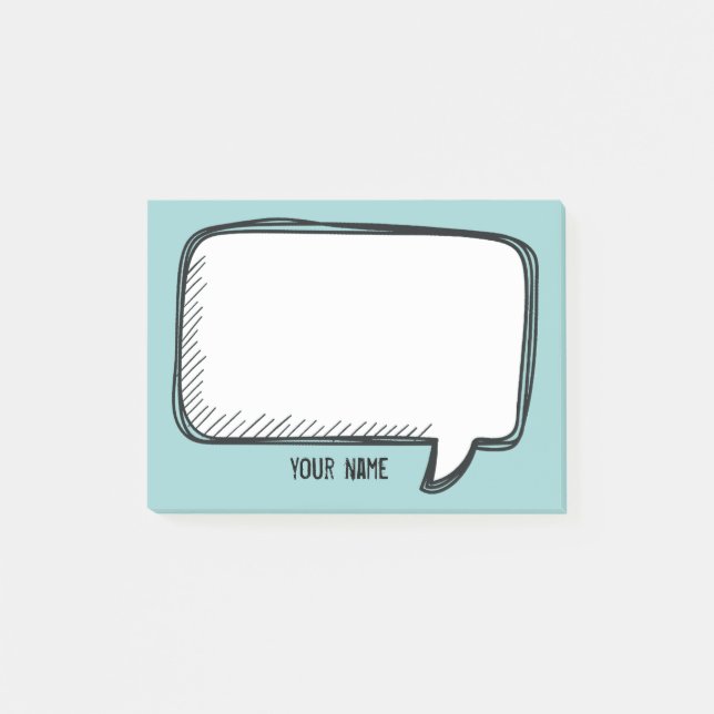 Bloco De Notas Branca Engraçado Bubble aqua Nome Personalizado (Frente)
