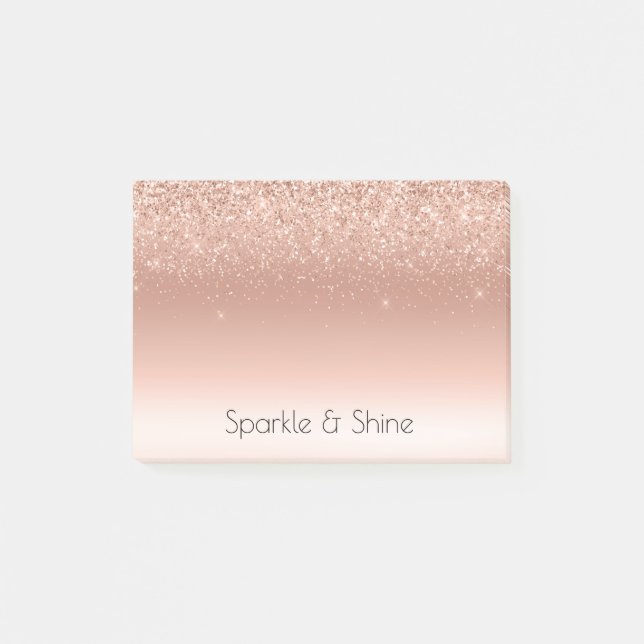 Bloco De Notas Branca Rosa Dourada Glitzy Sparkle      (Frente)