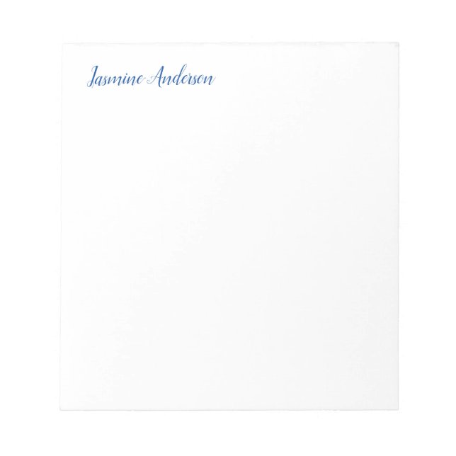 Bloco De Notas Branco azul minimalista moderno profissional (Frente)