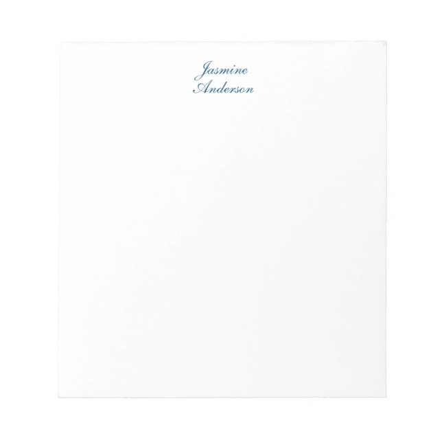 Bloco De Notas Branco azul minimalista moderno profissional (Frente)