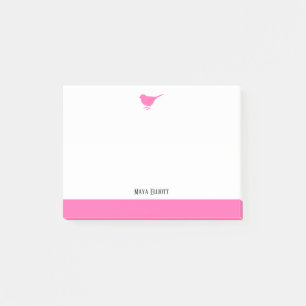 Bloco De Notas Branco com Pequeno Rosa e Borda + Nome