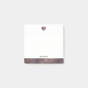 Bloco De Notas Branco com Rosa Dourado Coração e Borda do Mármaco