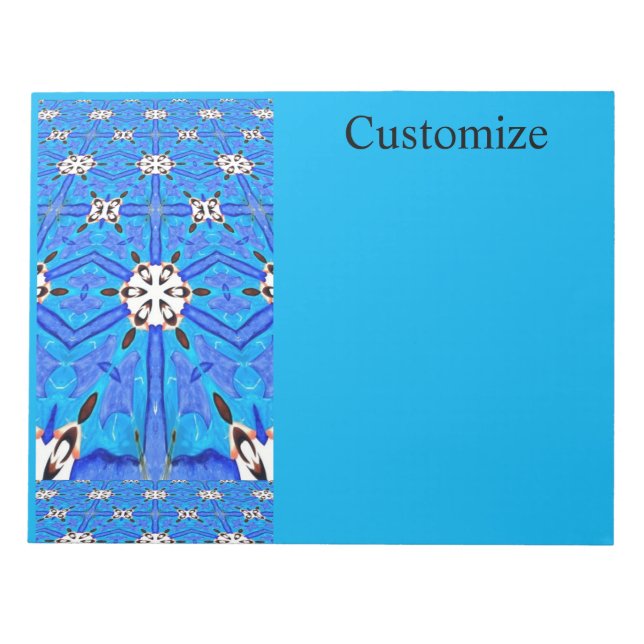 Bloco De Notas branco em geométrico azul (Frente)