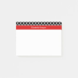 Bloco De Notas Branco preto marroquino nº 5, nome vermelho monogr