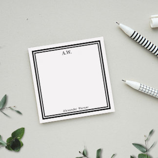 Bloco De Notas Branco Preto Monograma