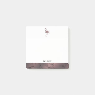 Bloco De Notas Branco sobre o mármore Dourado Rosa, Flamingo & Bo