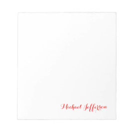 Bloco De Notas Branco Vermelho Simples, Simples, com Script de Es