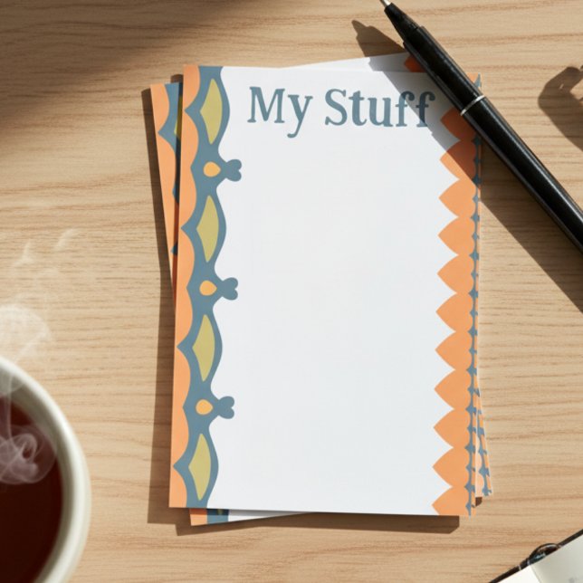 Bloco De Notas Bright Orange Hearts And Waves (Bold, cute and brightly colored with hearts adding a little pop to your everyday post it notes.)