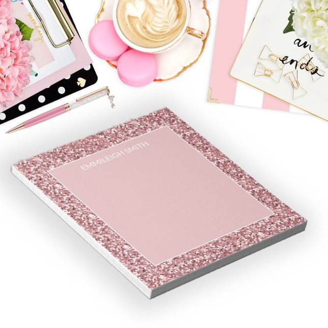 Bloco de Notas Brilhante Rosa com Nome e Brilho (Criador carregado)