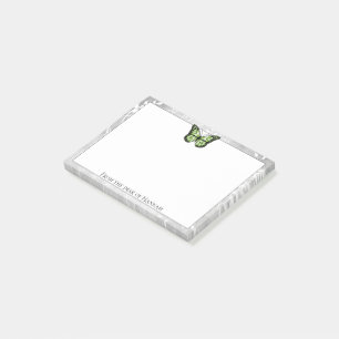 Bloco De Notas Brilhantes Notas da Borboleta Verde
